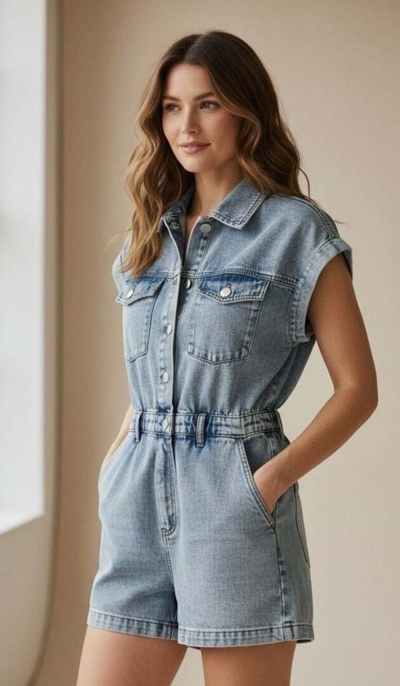 BlankNYC Easy Day Denim Romper Size M